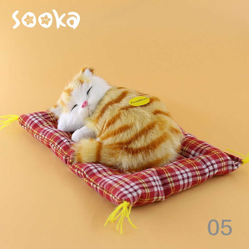 SOOKA Boneka Plush Simulasi Kucing Tidur Mini Dengan Suara SK-GDH1056