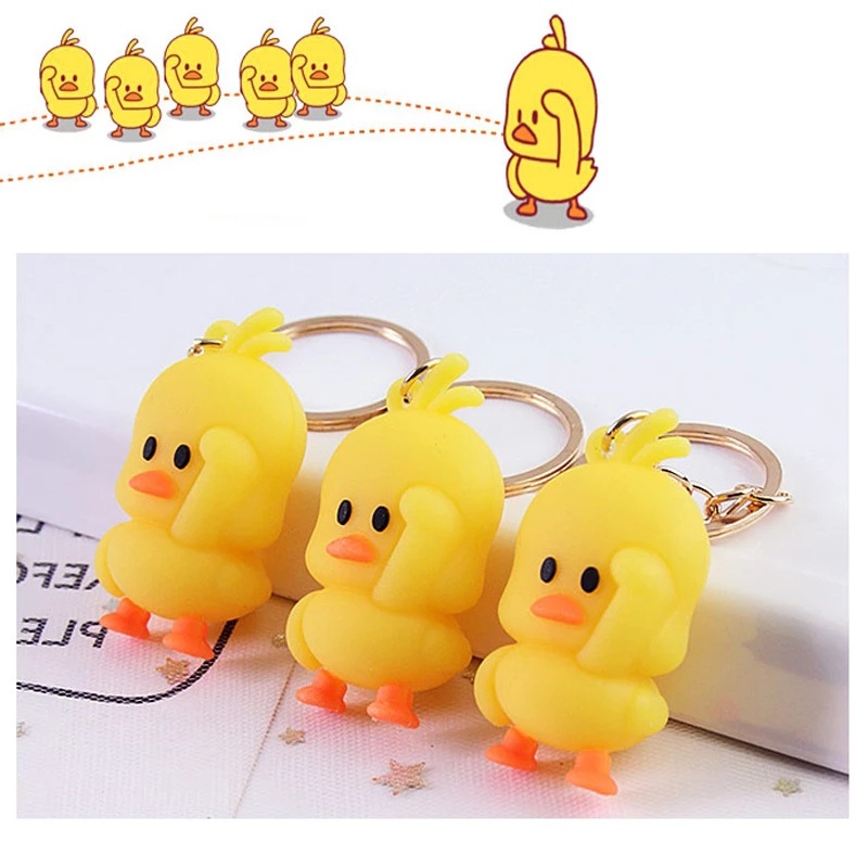 5pcs Gantungan Kunci Bebek Kuning Lucu Untuk Mobil / Tas Ransel