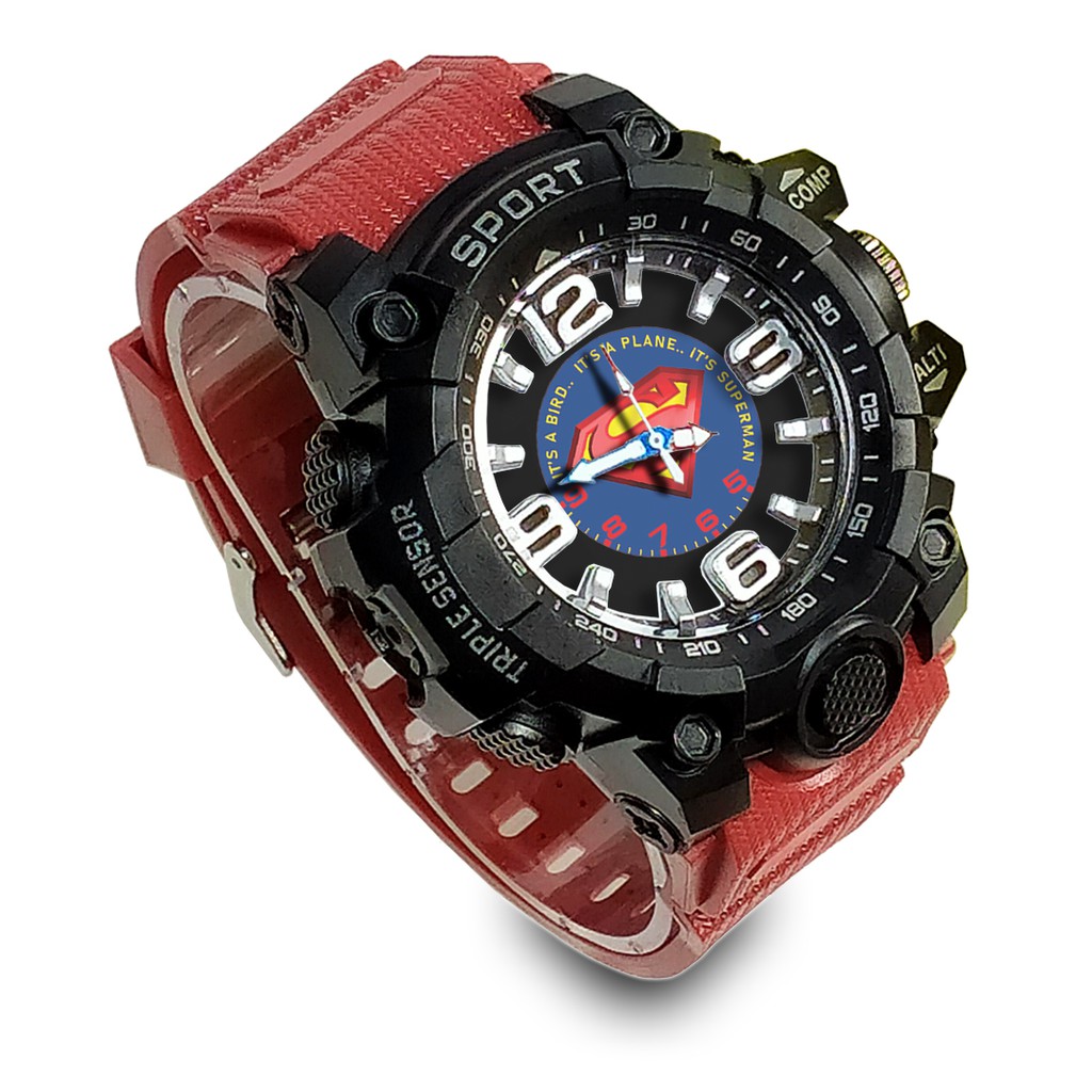 Jam Tangan Custom SUPERMAN motif 1 Ruber- Water Resistant