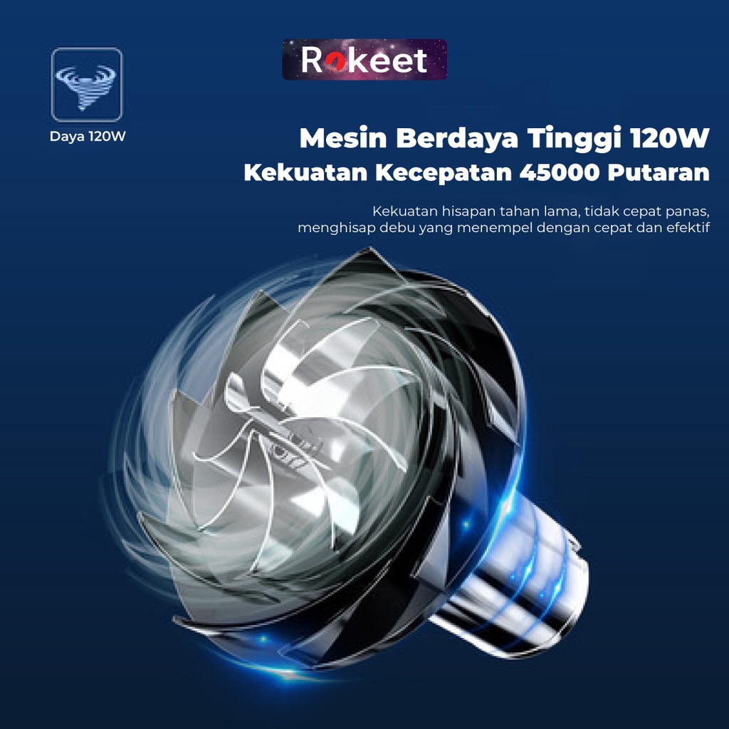 bestpromo rokeet wireless vacuum cleaner penyedot debu kuat 7000pa portable mini penghisap debu