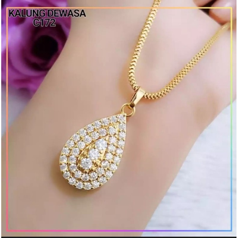 kalung wanita milano kecil set liontin oval full mata gold perhiasan wanita satu set aksesoris fashion wanita