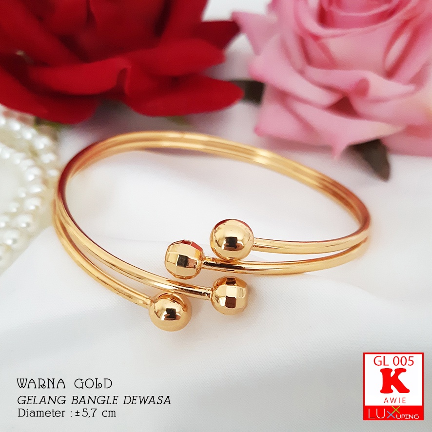GL 005 GESER Gelang Bangle Dewasa Laris Perhiasan Set Xuping Lapis Emas Imitasi Gelang Bangkok Xuping Gelang Fleksiebl Bisa Dibesarkecilkan Gelang Big Size Gelang Jumbo Bisa dipakai Tangan Gemuk Besar Luxx Xuping-K. Pentol Dobel