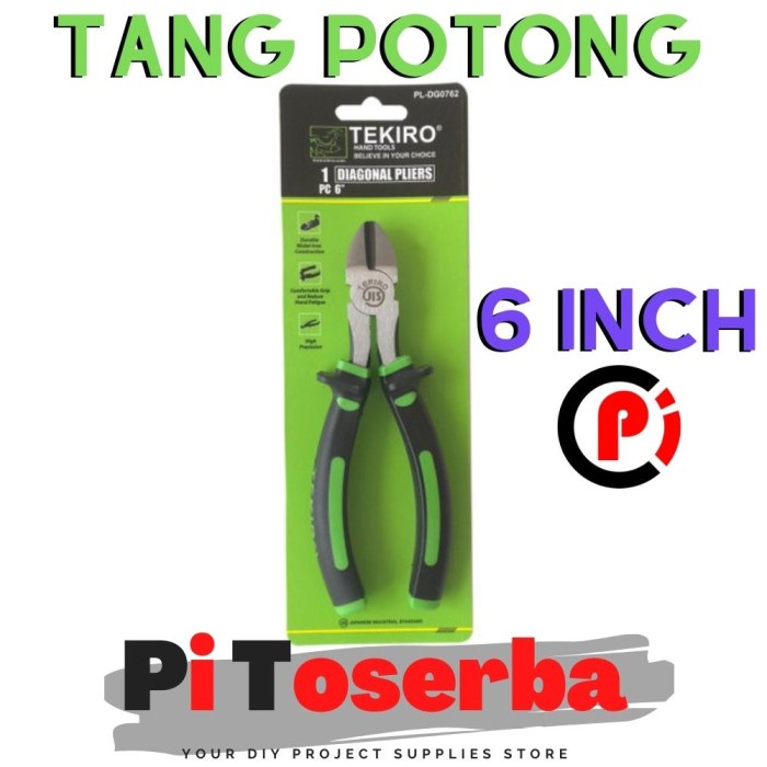 TEKIRO Tang Potong Kawat Diagonal Pliers Ukuran 6 Inch Gagang Karet