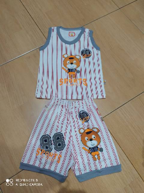 Stelan singlet kutung anak bahan kaos Adem 6 - 12 bulan