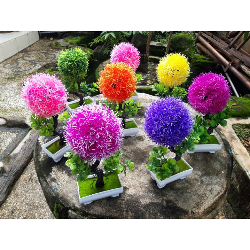 Bunga hias plastik pot tamanan bonsai dekorasi