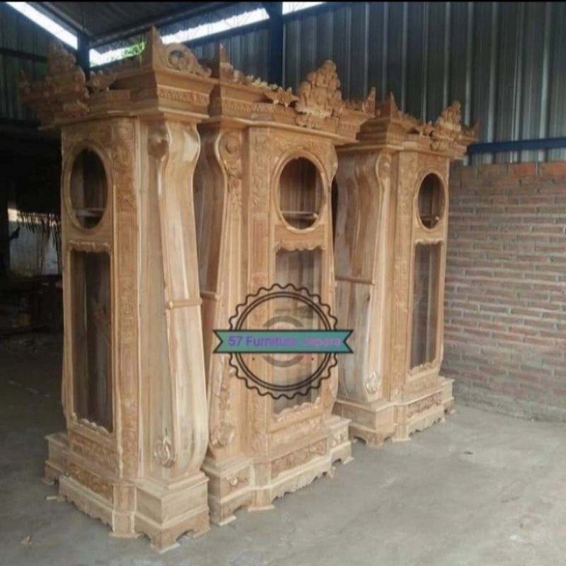 Lemari Jam Hias Pajangan Ukir Kayu Jati Mentahan Kayu Jati Mebel Jepara Mentahan
