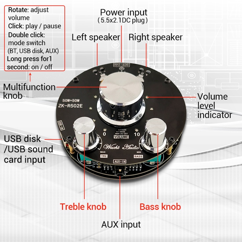 Btsg BT 5.1 Amplifier 50W+50W Dual Channel Stereo Output Daya BT+AUX+USB Input