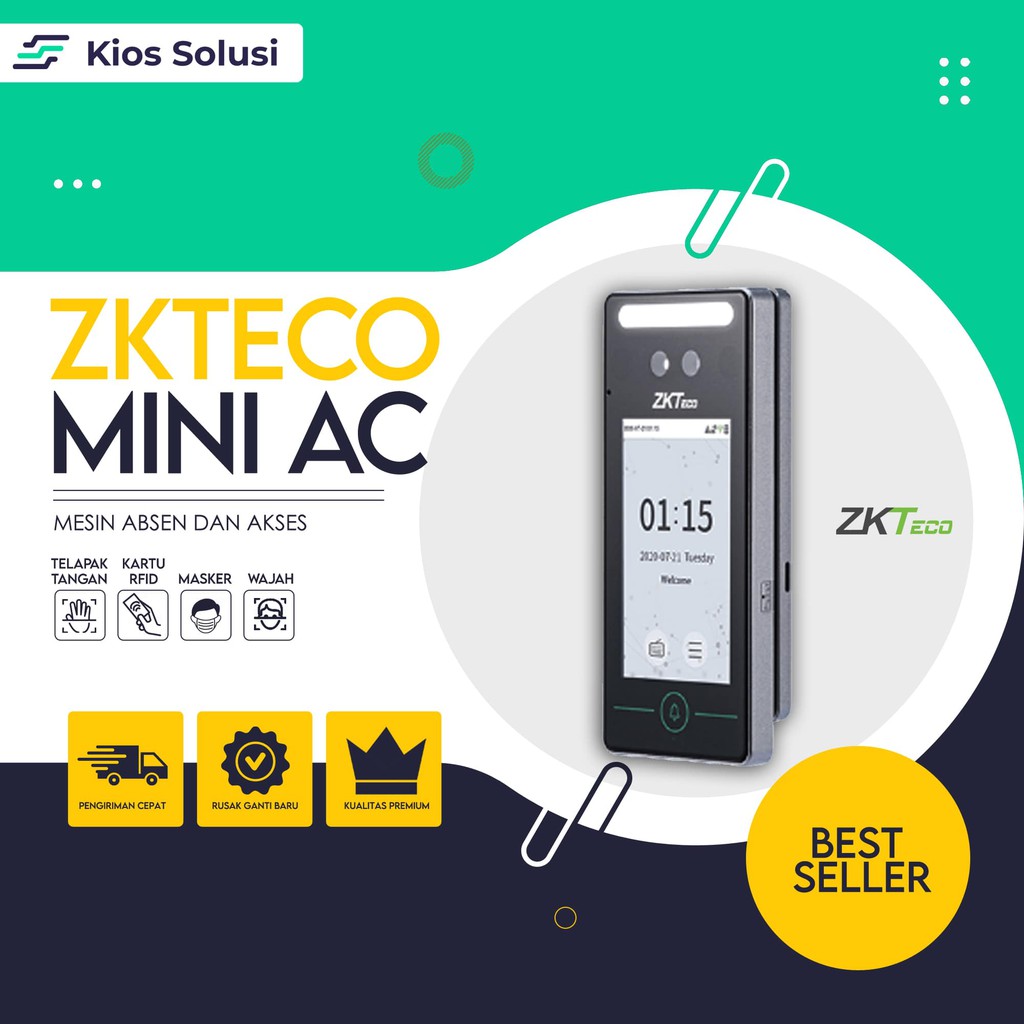 Mesin Absen ZKTECO MINI AC | Mesin Absensi Wajah | Mesin Absen Kartu RFID | Telapak Tangan | Wifi (Optional) | Bisa Membaca Masker | Fingerprint Terlaris