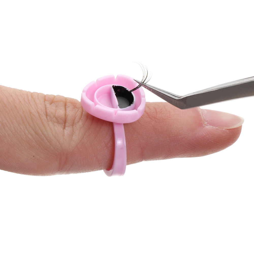 1PC -  Disposable V Shape Glue Rings Eyelashes Extension Finger Holder Easy to Make Volume Fans Nail Art Adhesibve Holder