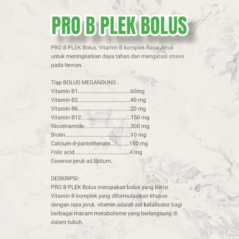 Pro B plek 1 BOLUS  rasa jeruk-vitamin B kompleks hewan bkompleks tablet komplex