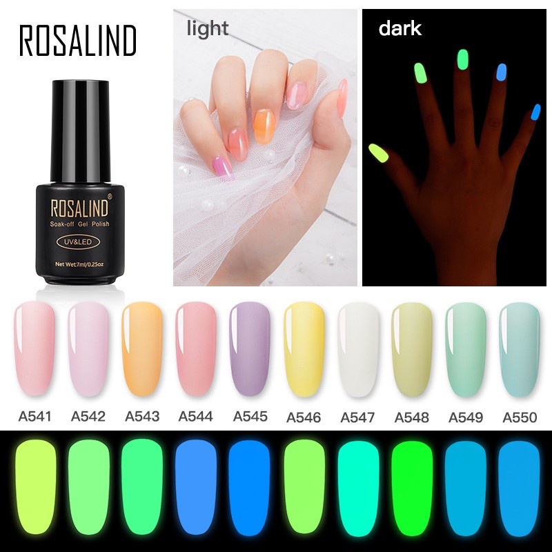 ROSALIND GLOW IN THE DARK SERIES 7ml / KUTEK NYALA TERANG DALAM GELAP