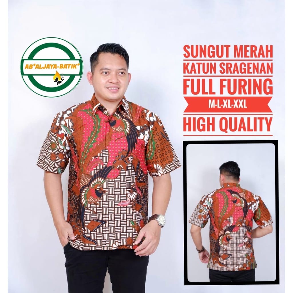 SUNGUT MERAH Kemeja Batik Solo Pria PREMIUM Lengan Panjang Katun Halus BATIK ALJAYA PERWIRA ARIESWARA UTUNGGA JAYANEGARA Vijay permata biru argo lawu Prastowo Proboseto Rajaswa Jayanegara Mahesa Joglo ungu  Suket Segoro mahkota