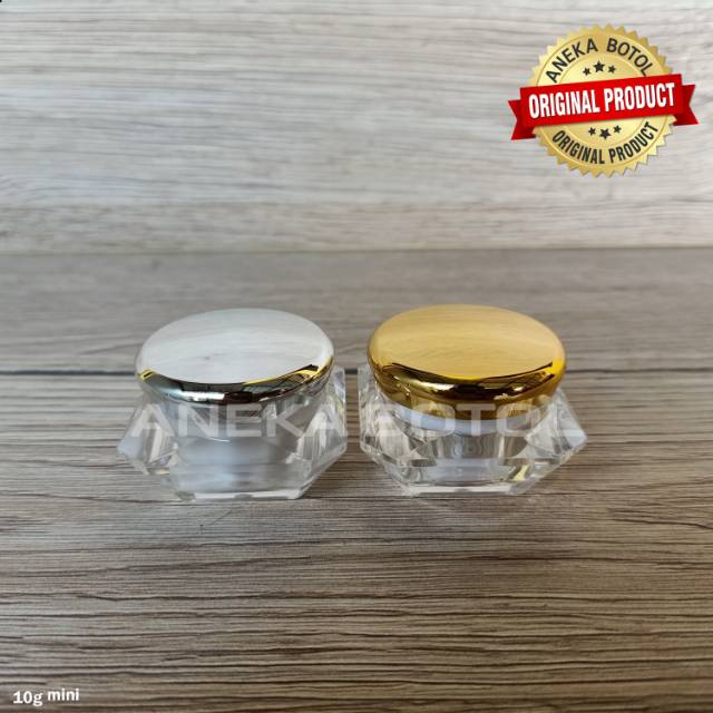 POT CREAM ACRYLIC 10 GRAM TUTUP GOLD SILVER / POT DIAMOND MINI IMPORT EXCLUSIVE