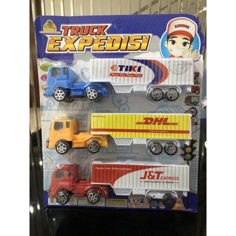Mainan Anak Diecast Truck Truk Ekspedisi TIKI JNT JNE DHL