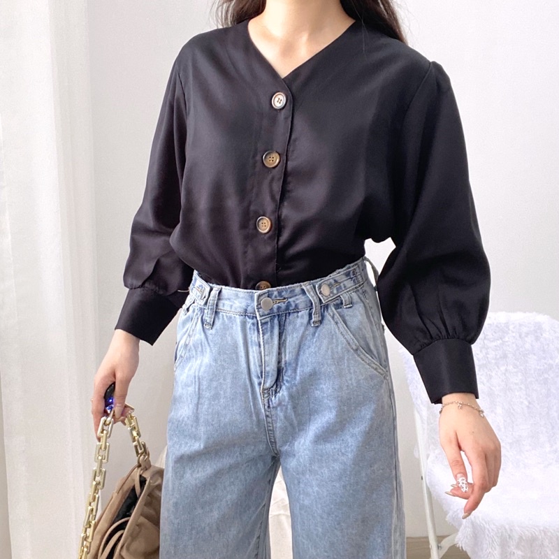 YOOMI Blouse Puffed Korean Atasan Cuffed Sleeve 0315 121