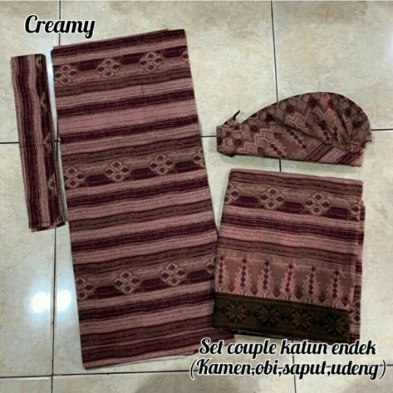 Kamen Couple Katun Motif Endek Seseh Lengkap