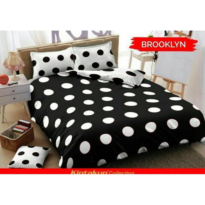 Termurah Kintakun D'Luxe Brooklyn No.3 Single 120 Sprei Hitam Polkadot Putih Berkualitas
