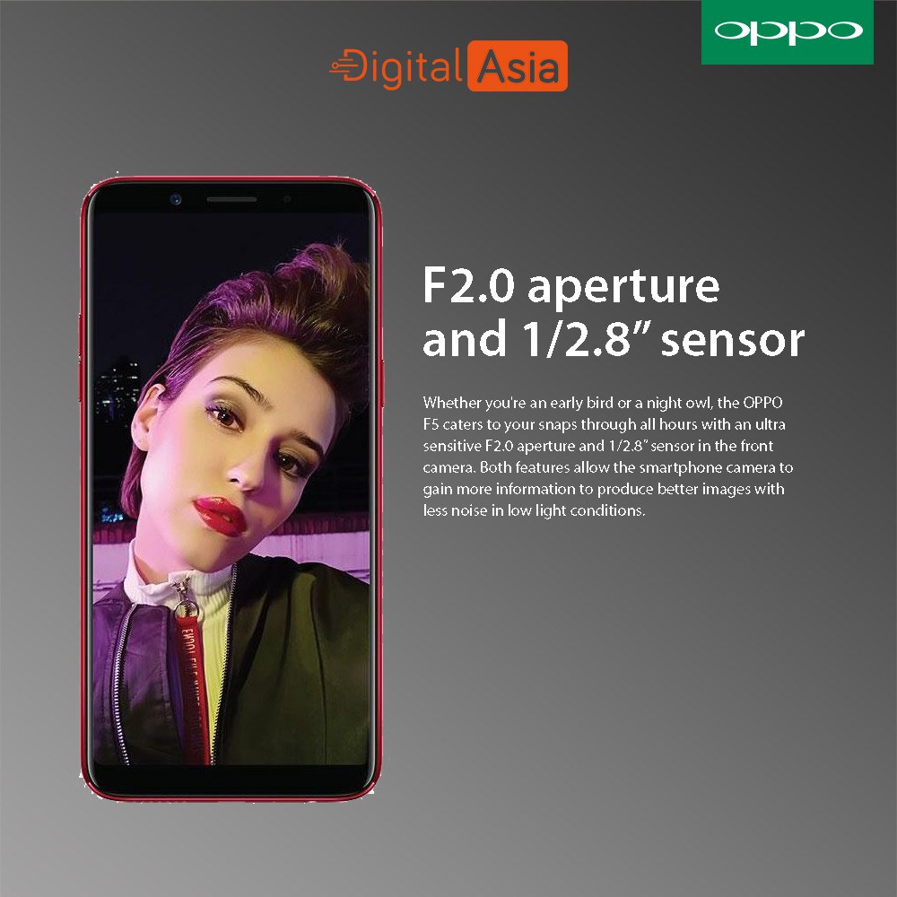 OPPO F5 RED Smartphone TERKEREN 6GB/64GB Camera Rear Sensor 16MP/20MP Screen 6\u201d Multitouch Octacore