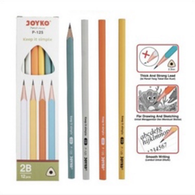 

(12pcs) P 125 Pencil 2B warna pastel cantik Sketch Drawing P-125 P125 Joyko isi 12 pcs