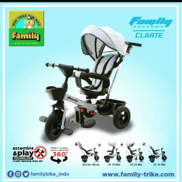  Sepeda  Roda  Tiga  Family Stroller CLARTE 360  F960 Shopee  