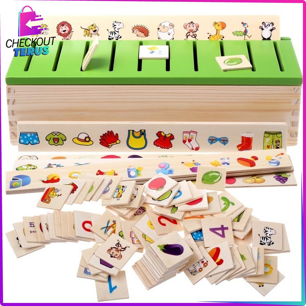 CT M176 Mainan Anak Puzzle Kayu Wooden Toys Bongkar Pasang Mainan Edukasi Montessori Bergambar Anak