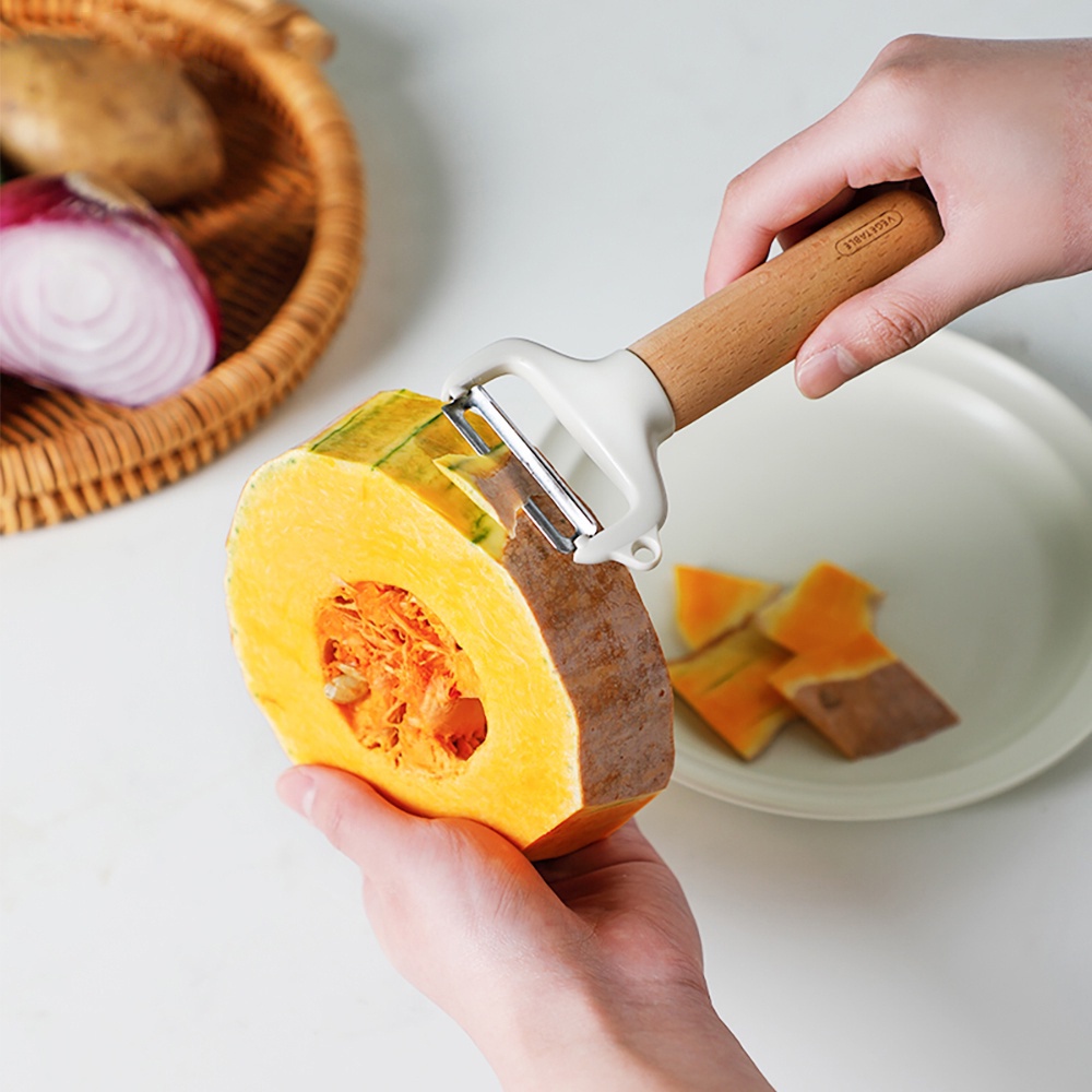 Wooden Portable Knife &amp; Peeler / Pisau Peeler Portabel Dengan Penutup