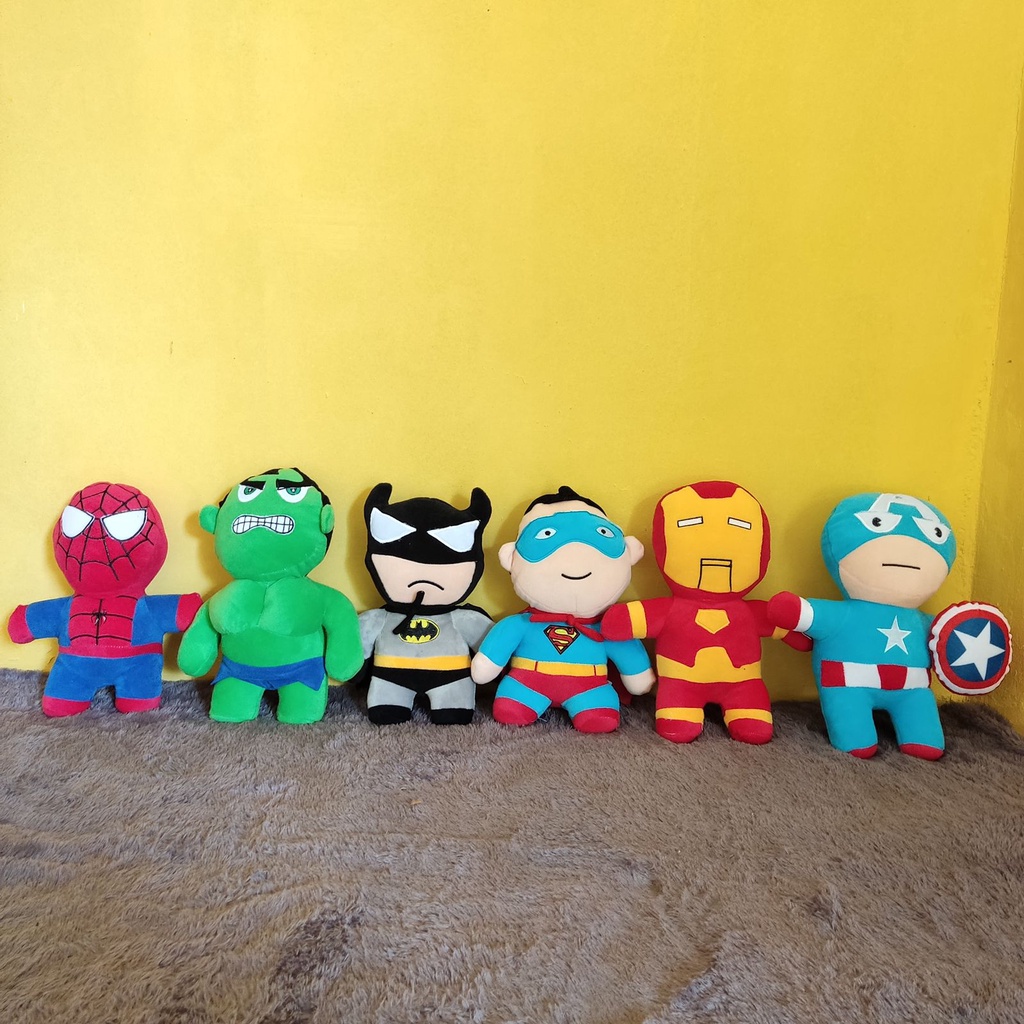 Boneka Superheroes Super Hero LED Lampu Menyala Batman Superman Ironman Spiderman Captain America Hulk Berlabel SNI