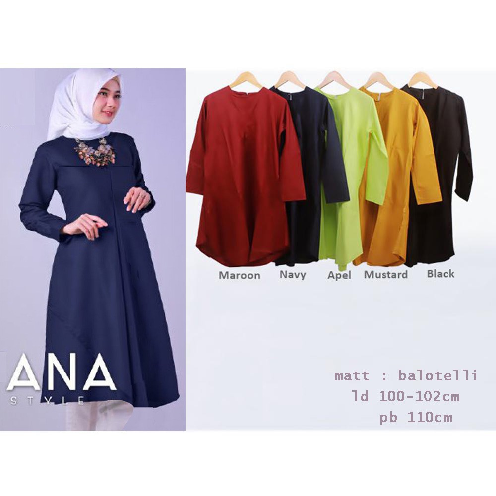 Promo ANA LONG TUNIK / BAJU MUSLIM WANITA / BAJU TUNIK MURAH