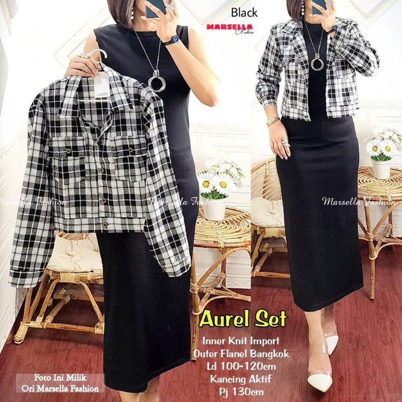 Aurel Set // Stelan inner Wanita knit import outer flanel Bangkok by Marsella