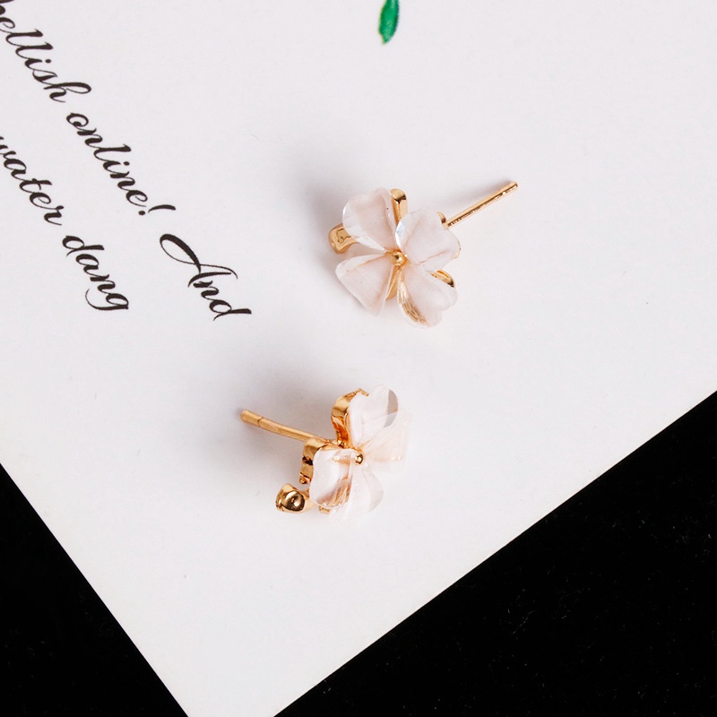 Anting Tusuk Bentuk Kelopak Bunga Kecil Lucu Bahan Sterling Silver 925 Gaya Korea Untuk Wanita