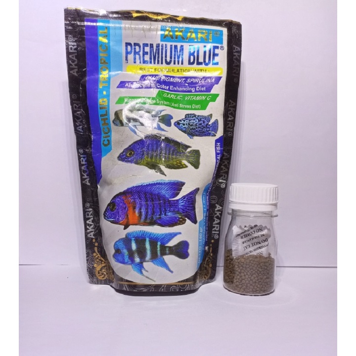 pelet akari premium blue pelet PB repack 10 gram 10gr ,pakan ikan channa stewarti,channa blue pulchr