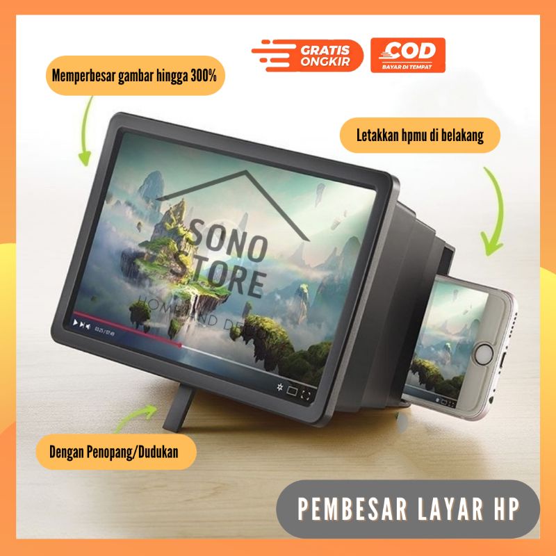 Kaca Pembesar Layar Hp Smartphone 3D Portable Enlarged Screen Proyektor Film Cinema