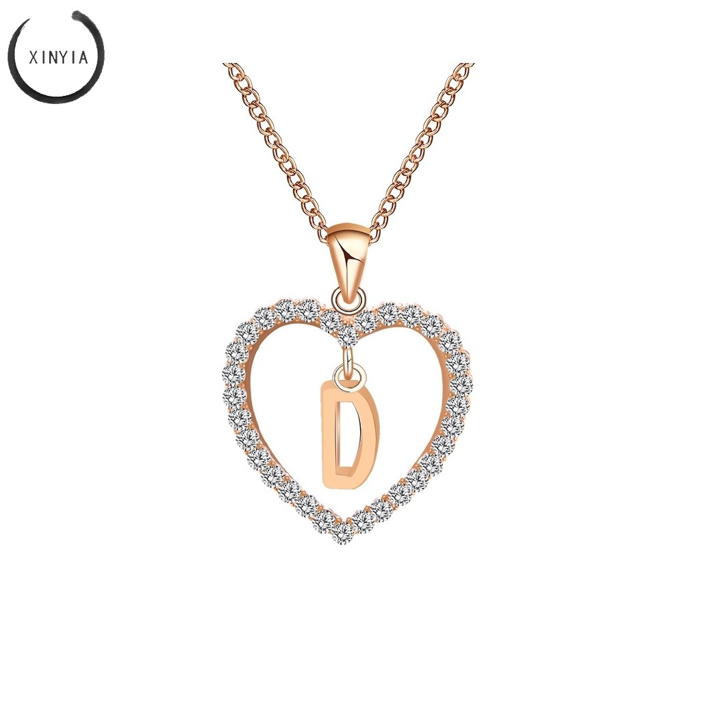 COD 26 Huruf Kalung Kristal Titanium Anti Karat 18K Alfabet Liontin Letter Necklace