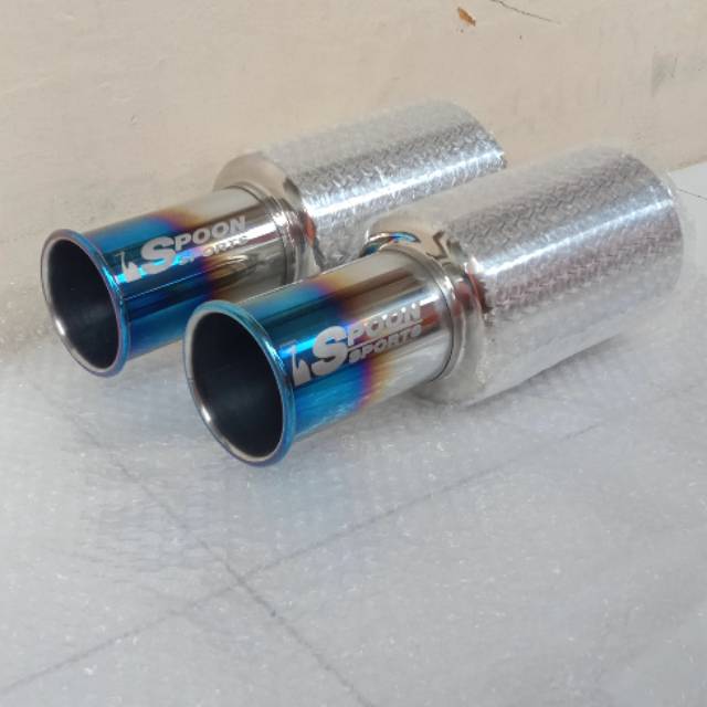 Knalpot mobil Spoon biru suara ngebas