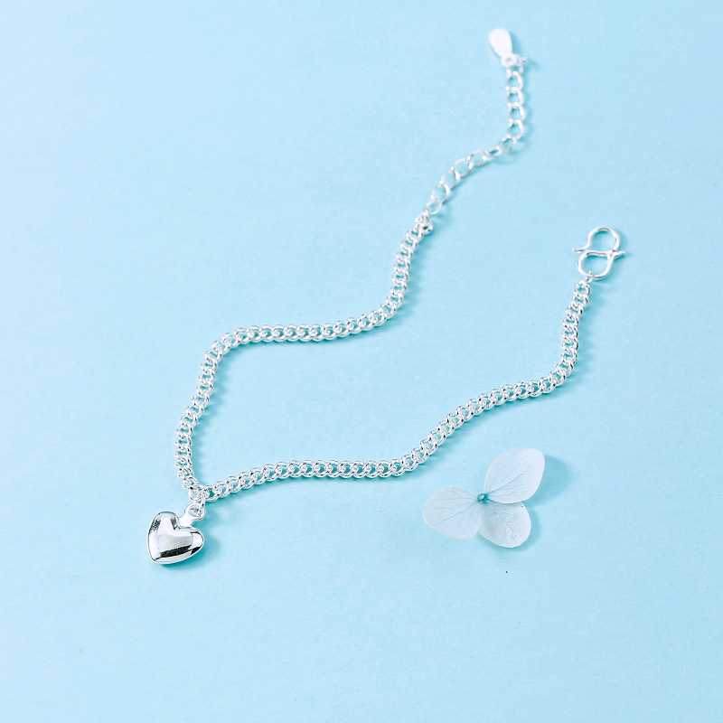 Gelang Warna Silver Bentuk Hati Gaya Korea Untuk Wanita