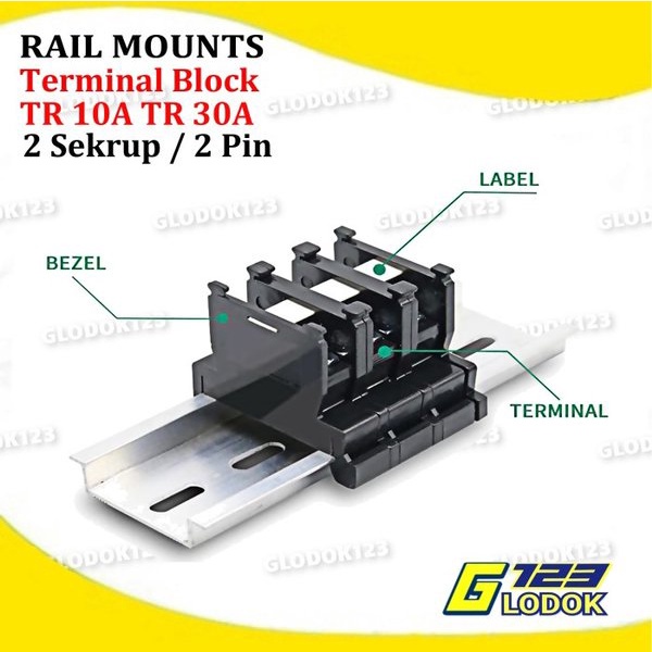 Din Rail Terminal Block Blok Konektor Kabel 2 Pin Sekrup 10A 30A