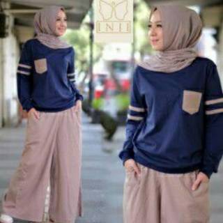 SETELAN REAL PUC BAHAN  SPANDEK  CELANA  KULOT  FIT L 