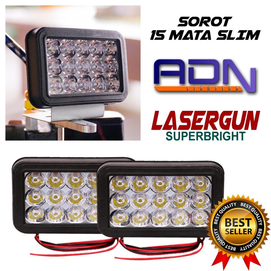 lampu sorot tembak LED 15 mata SUPER SLIM LASER superbrigt mobil motor by ADN.in