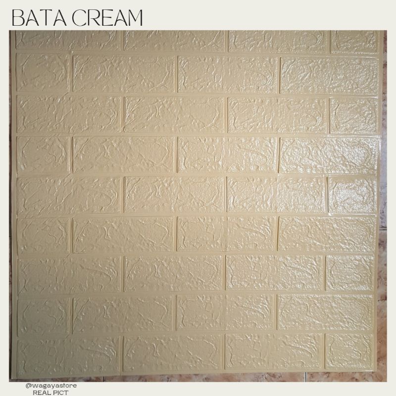 WALLPAPER DINDING 3D FOAM MOTIF BATU BATA 70x77 CM DEKORASI DINDING-Bata cream