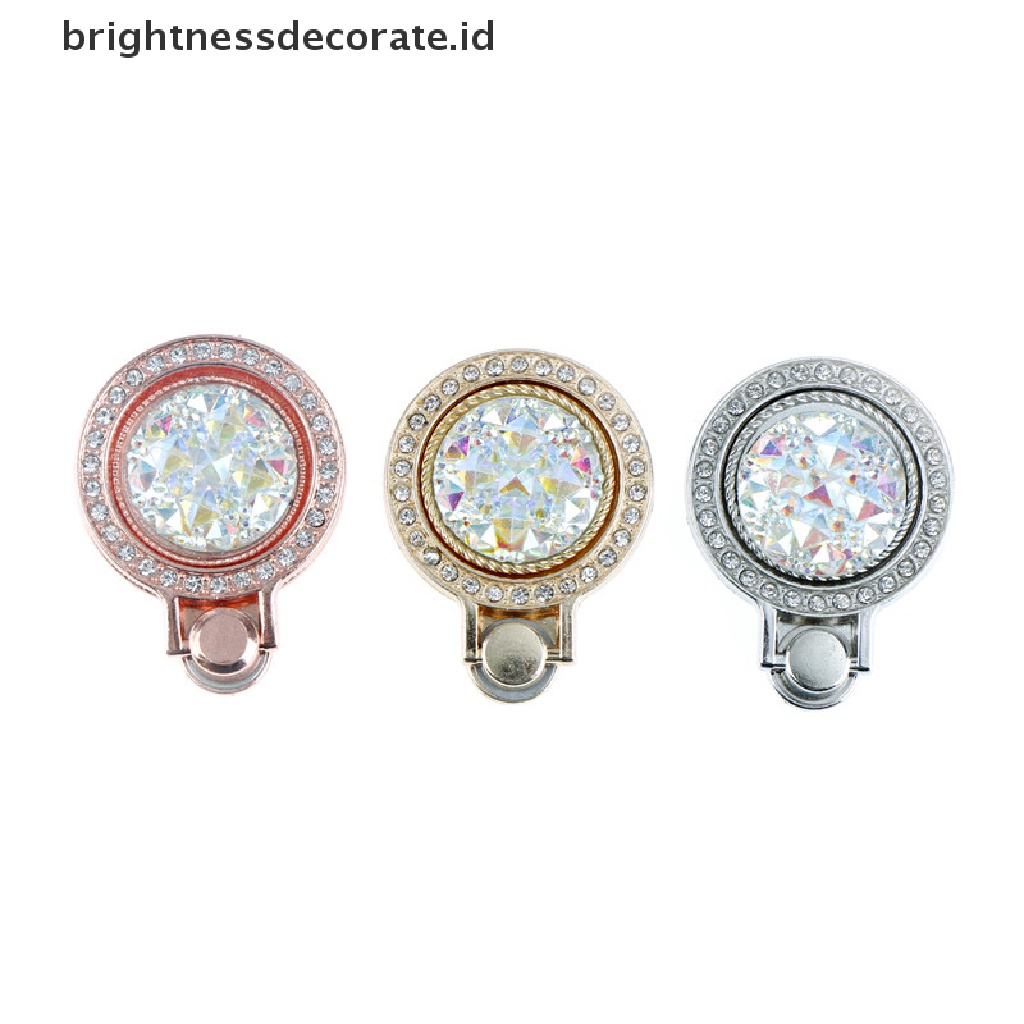 (Birth) 1pc Cincin Dudukan Ponsel Bahan Metal Hias Kristal Bling Rotasi 360 Derajat (Id)