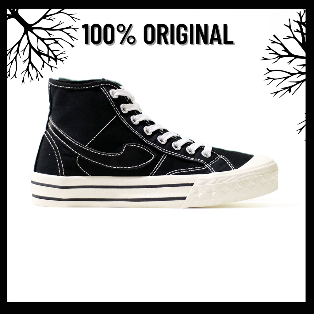 100% Original Sepatu Lokal Casual Oreo White | Not Compass Retrograde Black Black White Hi