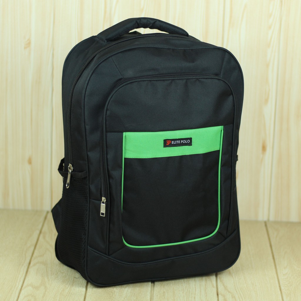 Tas Punggung Cowok Elite Polo List Hijau Ransel Sekolah Kerja Dinas Seminar Diklat Back Pack Stylish