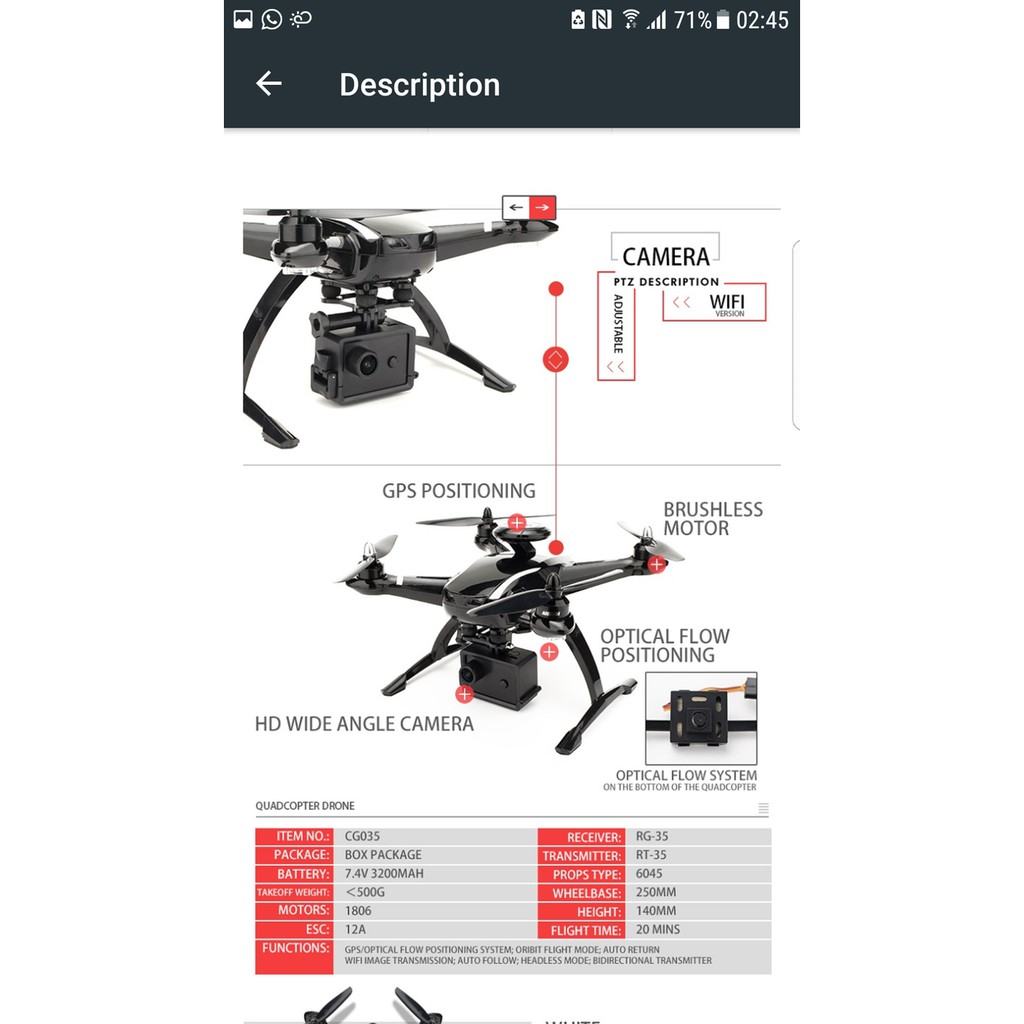 Drone Aosenma Cg035   Hitam terakhir