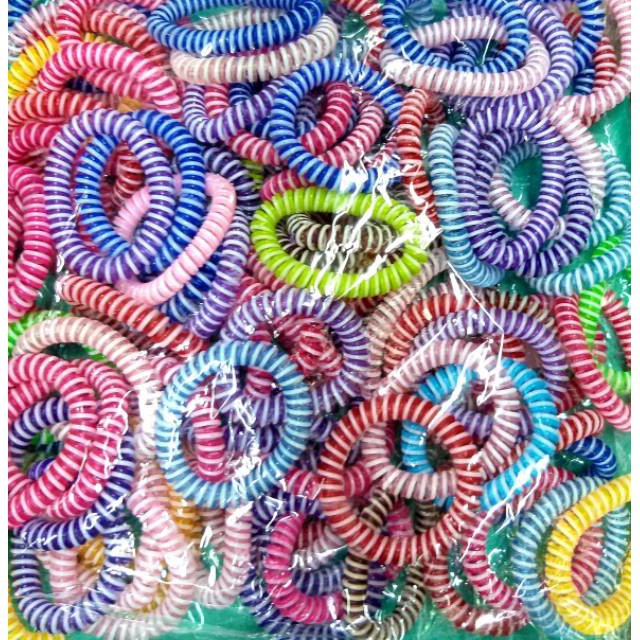 grosir  Karet rambut spiral besar/kabel telepon ulir isi 12 pcs