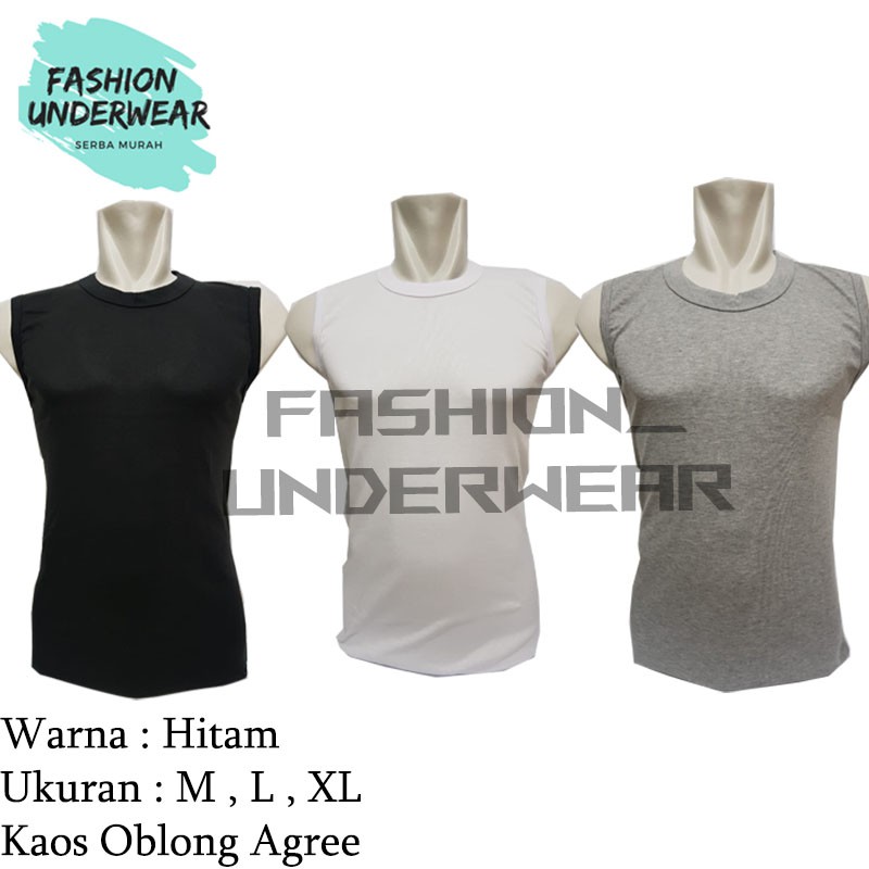 KAOS OBLONG AGREE 005 TANPA LENGAN | 3 WARNA / KAOS OBLONG PRIA POLOS TANPA LENGAN