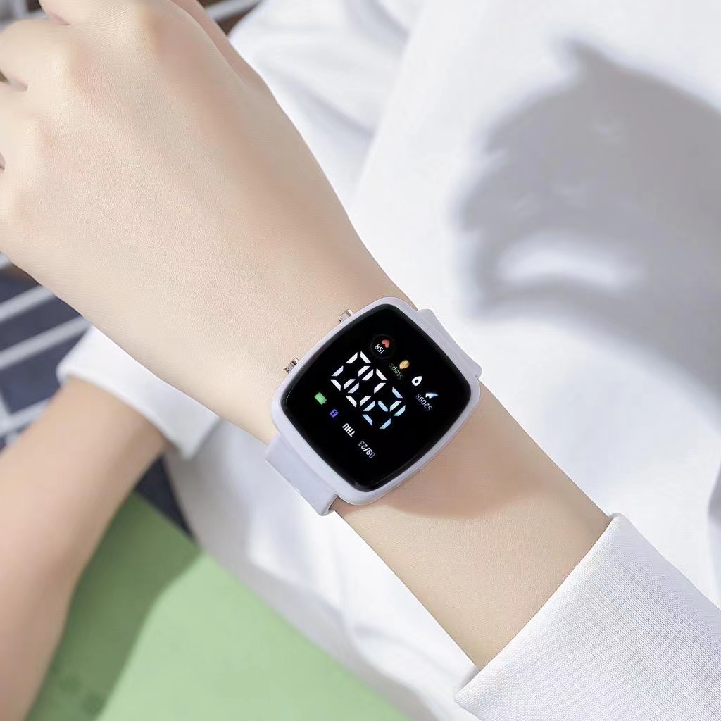 Jam Tangan Digital Sport Wanita Dan Pria Rubber Watch LED Fashion Import-58-8 Abu-Abu