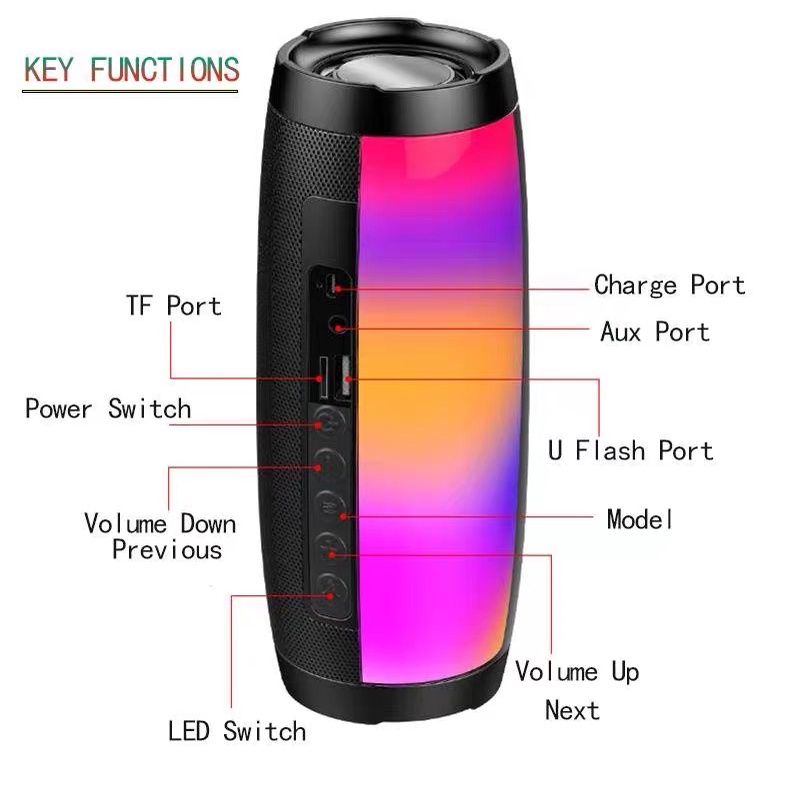 【33LV.ID】2MODEL Speaker Bluetooth 5.0 TG157/TS-100 LED Pulse Wireless USB SUPER BASS MINI