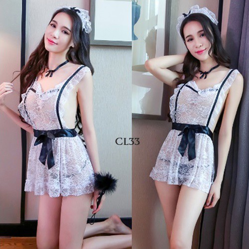 [LIMITED STOCK] LINGERIE KOSTUM COSPLAY LINGERIE FRENCH MAID PELAYAN SEKSI CL33