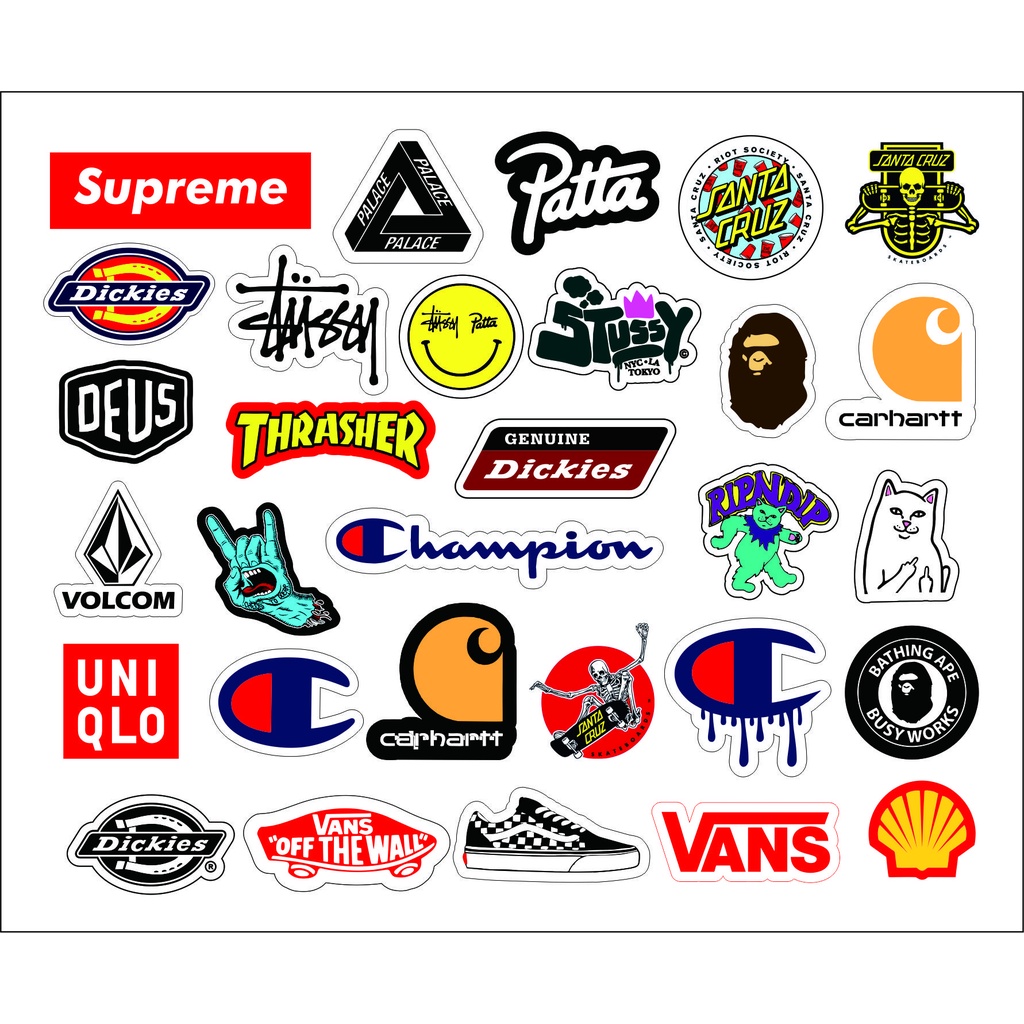 

Stiker Sticker Paket ISI 30 campur CHAMPION NASA NETFLIX Case Phone Logo Brand Skate Surf Band Aesthetic Termurah Pop Art Clothing Basic Tumblr Laptop HP Casing Striping Tempel Label Merk Dinding Graftac Vinyl High Quality decal