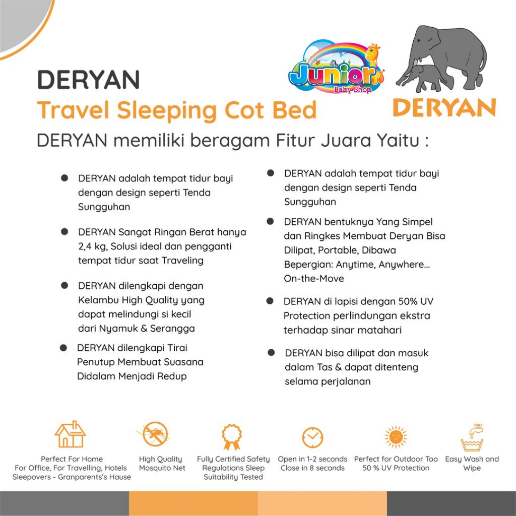 Deryan Toddler Luxe-Travel Sleeping Cot Bed